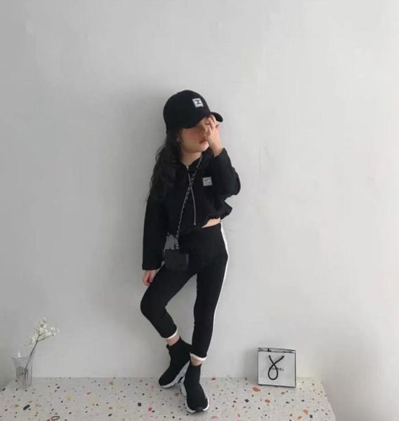 

ins baby kids short sweatshirt autumn girls hooded long sleeve zipper casual outwear designer children clothes q18368413437, Black
