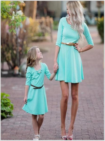 

mommy and me dress family matching clothes mother and daughter dresses family look half sleeve floral printing tutu dresses outfit7251709, Blue