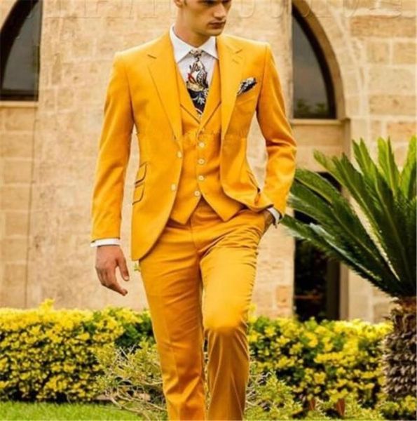 

yellow groom tuxedos notch lapel groomsmen mens wedding dress fashion man jacket blazer prom dinner 3 piece suitjacketpantsvest4509652, Black;gray