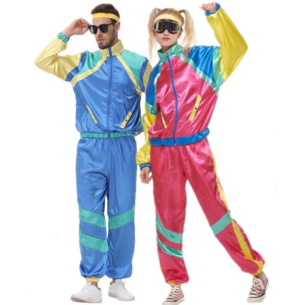 

theme costume couple hippie costume men and women's carnival halloween retro party 1970s 1980s rock disco costume set role-playing set, Black;red