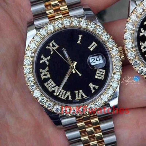 

fashion rose gold stainless steel mens womens diamonds mens iced out dsigner mechanical automatic movement watch reloj watches wristwatches, Slivery;black
