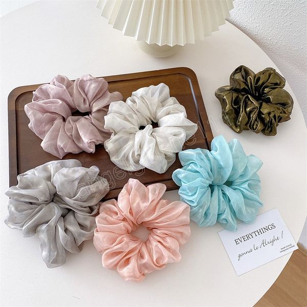 

ponytail holder hair tie handmade super fairy headwear hair accessories organza oversized scrunchies, Slivery;white