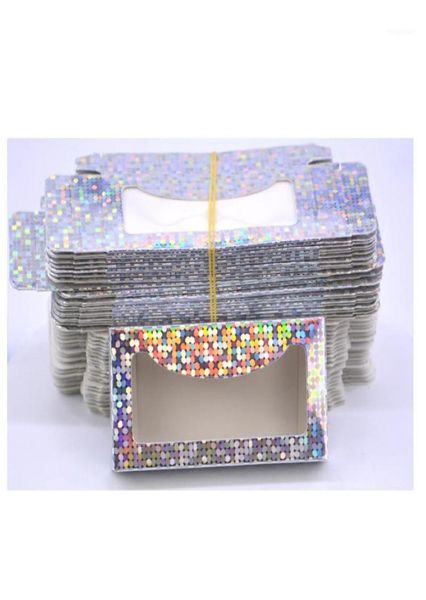 

50pcs holographic glitter paper eyelash packaging box lash boxes 3d mink lashes rectangle case without tray in bulk15396319