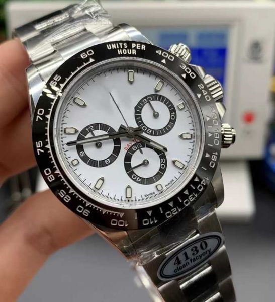 

clean factory super mens watch eta movement cal.4130 chronograph work 40mm cosmograph panda 116500 waterproof automatic mechanical mens watc, Slivery;black