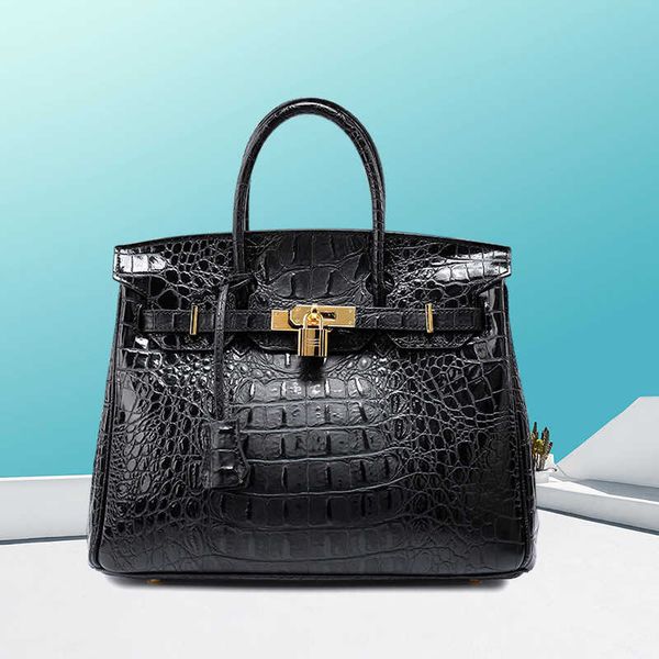 

handbags birkin 2023 new women's handbag fashion crocodile pattern bag classic large capacity one shoulder genuine leather women's