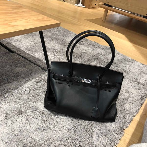 

luxury tote bag original bags new true leather bag 35cm smooth cowhide tote bag large capacity underarm bag soft leather women's bag ca