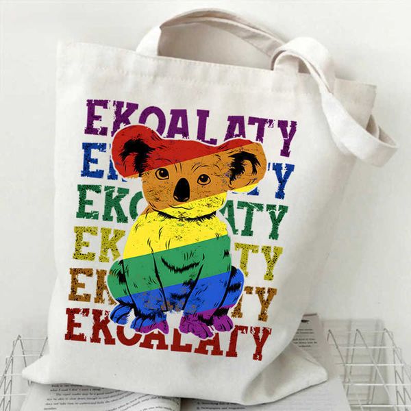 

canvas print tote baglgbt rainbow bear shoulder handbag canvas bag shopping bag2305