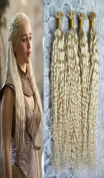

613 bleach blonde keratin hair extension u tip 200s curly keratin bond hair extensions 200g curly fusion hair extensions1668514, Black