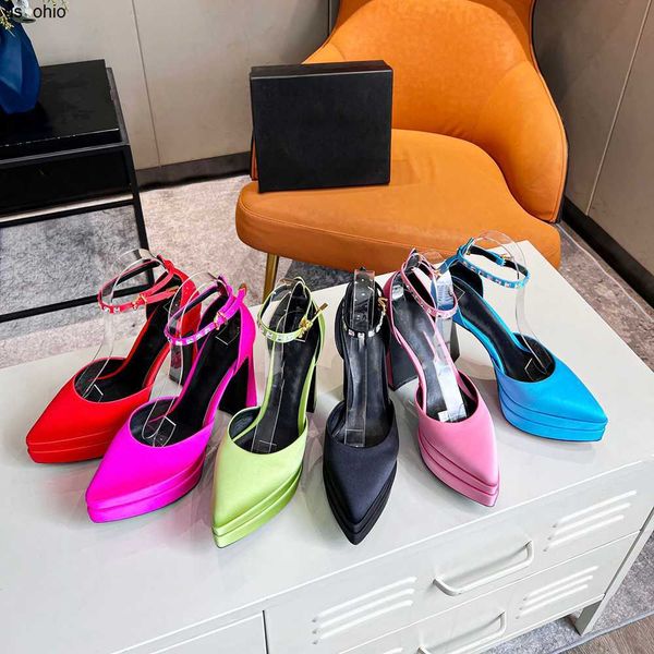 

sandals casual shoes 2023latest fashion pink sandals patent leather highheeled shoes pointed decorative pump 95cm dress dinner luxury desi j, Black