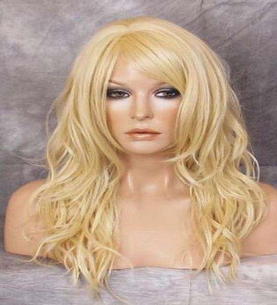 

heat safe wig striking wavy long pale blonde wbsy 61301231512356, Black;brown