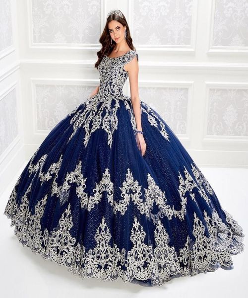 

sparkly beaded ball gown quinceanera dresses bateau neck lace appliqued prom gowns sequined corset sweep train tulle sweet 15 dres6193740, Blue;red