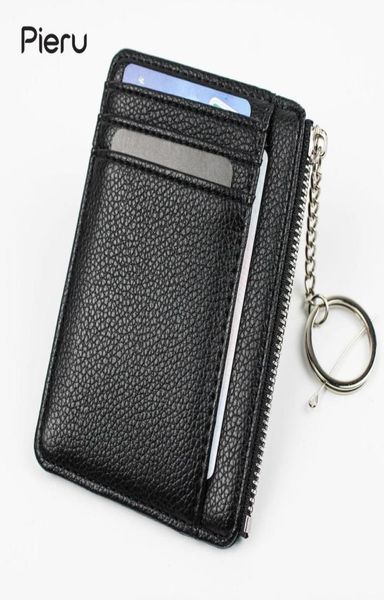 

slim card holder with key ring coin pocket men039s credit card holders for car key genuine leather zipper card wallet5963971, Brown;gray