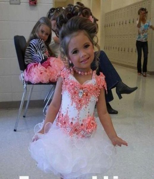 

chic white short fants toddler cupcake girls pageant dresses cold shoulder sleeves coral flowers first communion flower girls dres7126210, White;red