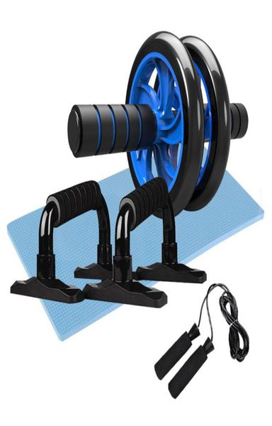 

5in1 ab wheel roller kit spring exerciser abdominal press wheel pro with pushup bar jump rope and knee pad portable equipment8367468