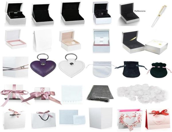 

highquality pandora boxes charm ring earrings bracelet necklace jewelry protection box guarantee gift bag card accessories keycha4822816, Black;white