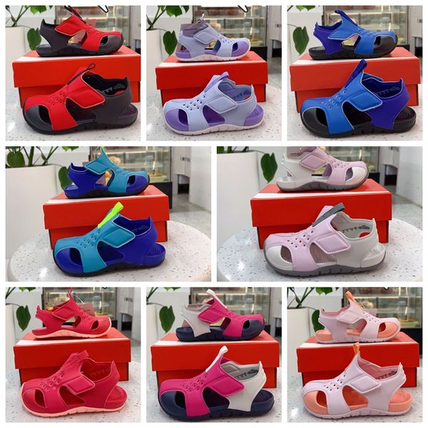 

2023 summer sunray protect 2 ps td kids boys girls shoes preschool toddler sandals beach aqua blue university red anthracite water closed to, Black;red