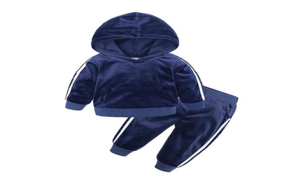 

toddler tracksuit autumn baby clothing sets children boys girls fashion clothes kids hooded tshirt and pants 2 pcs suits281m9605415, White