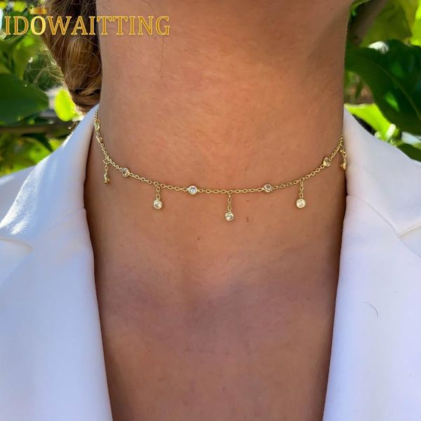 

necklaces 100% 925 sterling silver bezel drop cz station charm tassel chain dainty necklace for women layer boho jewelry