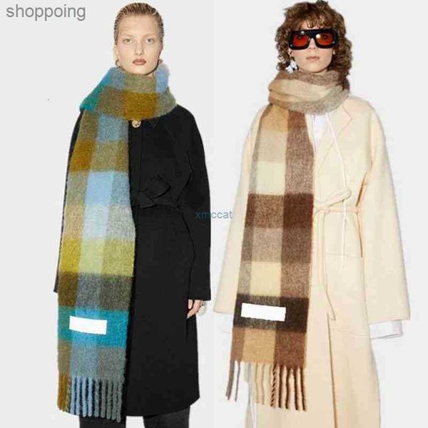 

scarves 2021 ac thickened plaid women's shawl warm wrap pashmina blanket cashmere europe autumn and winter scarf, Blue;gray