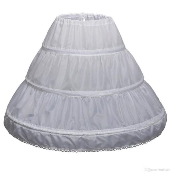 

children 3 hoops petticoats wedding bride accessories half slip little girls crinoline white long flower girl formal dress undersk9047914, White;red