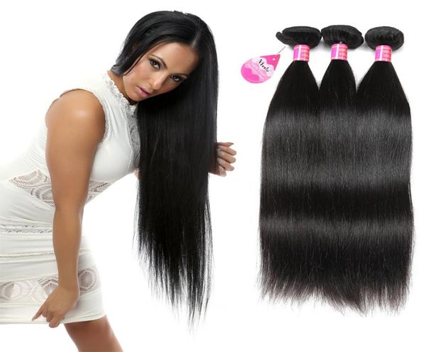 

whole brazilian straight hair bundles 3pcs peruvian malaysian indian straight hair weaves unprocessed human hair e6969420, Black