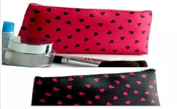 

whole satin women039s single zipper heart pattern cosmetic bag clutch bag wash bag small cosmetic cases3290823
