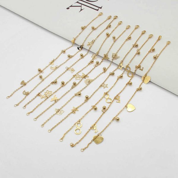 

anklets 1pc stainless steel star heart butterfly anklet gold color pendants chain anklet for women summer beach foot show sandal jewelry g22, Red;blue