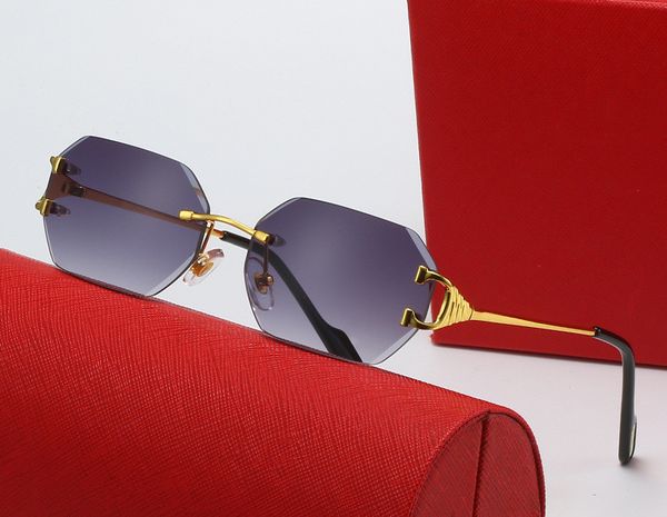 

square mens sunglasses designer women sunglass metal carti logo design gold red mirror anti-uv wood buffalo horn glasses discoloration lens, White;black