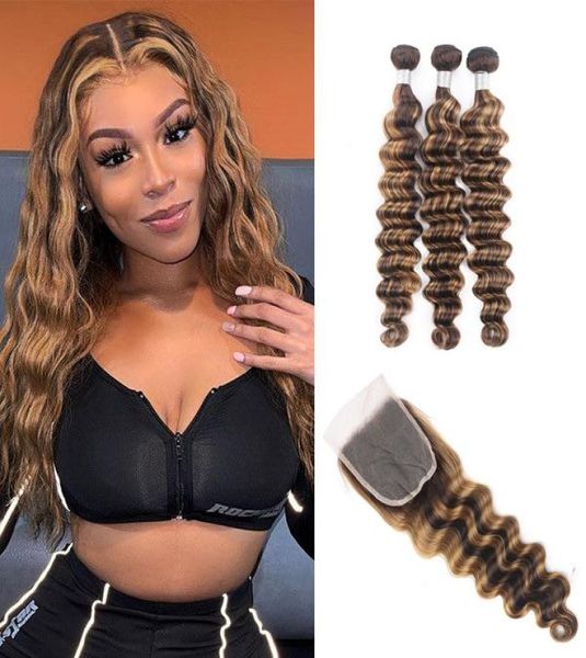 

ishow highlight 427 human hair bundles with transparent lace closure loose deep straight virgin extensions 34pcs swiss lace colo2964362, Black