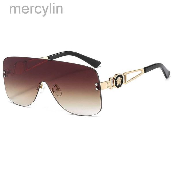 

luxury designer versage sunglasses men's women's vercace sunglasses head metal large frame sunglasses fashion frameless one piece, White;black