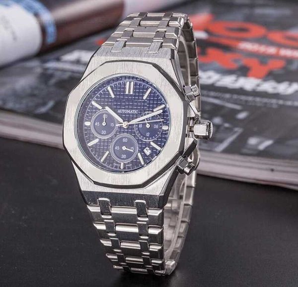 

all dials working mens automatic satch watches 42mm stainless steel famous wristwatches sapphire full functional watch montre de luxe, Slivery;black