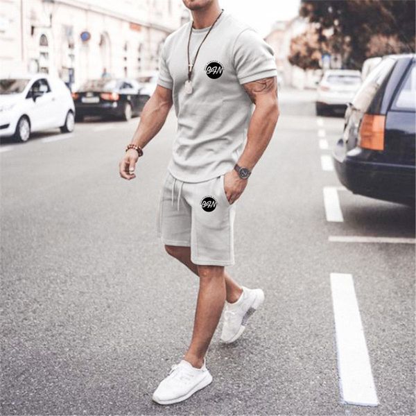 

men s tracksuits summer fashion t shirts set for men oversized 3d printed simple tracksuit sports breathable outfit vintage outdoor suit 230, Gray