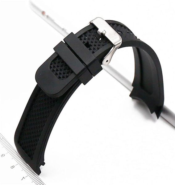

silicone male 24mm curved interface pin buckle accessories for iwc series sports waterproof rubber strap men watch9479188, Black;brown