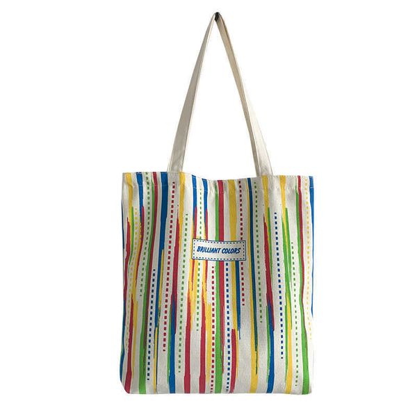 

lgbt shopping bags pride rainbow stripe canvas bag women s one shoulder art small fresh travel student school new shopping 230522