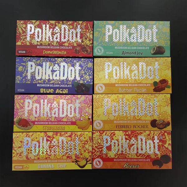 

polkadot chocolate bar box size 62*130*10mm magic mushrooms packaging 16 flavors to choose from affordable and stable supply fast delivery p
