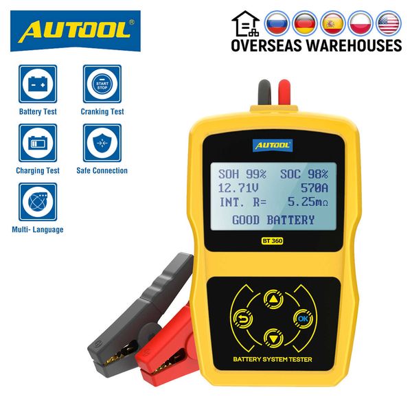 

automotive repair kits autool bt360 12v auto battery tester 12v car battery analyzer cranking multi-language diagnostic tool performance tha