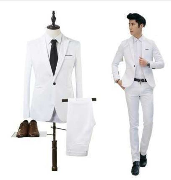 

spring new fashion business suit set version slim fit youth men's suit coat, White;black