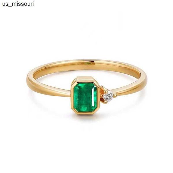 

band rings prasiolite natural emerald rings for women anillos mujer real 18 k yellow gold rings gold jewelry wedding engagement gift j230522, Silver
