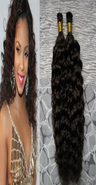 

brazilian human hair extensions kinky curly capsule keratin i tip hair fusion 100g 1gstrand 100s virgin i tip extensions2774844, Black