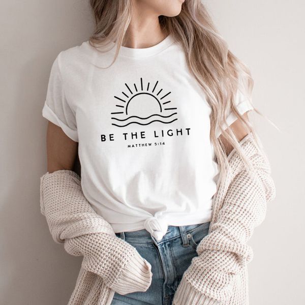 

women s t shirt be the light gift for christians mathew 5 14 bible verse women religious tees faith 230522, White