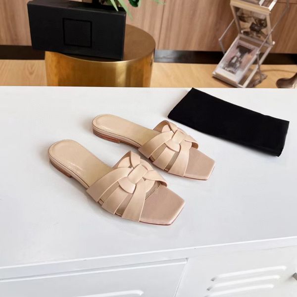 

designer slipper summer beach women slippers luxury sandals brand platform sandals real leather home flip flop flats slide casual shoes 9 02, Black
