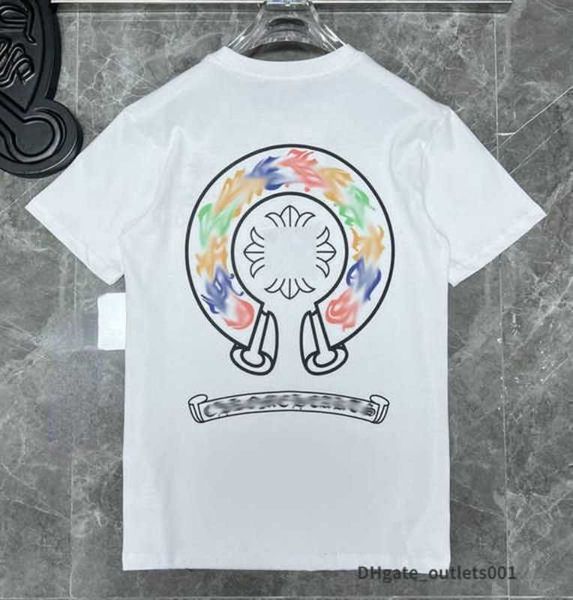 

ch fashion men's t shirt designer chrome classic summer brand short sleeve sanskrit letter pullover t-shirt horseshoe cross pattern svg, White