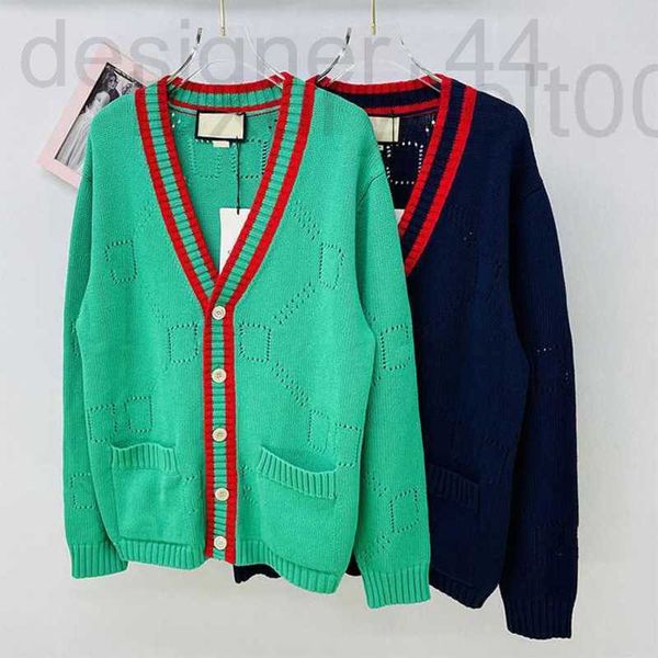 

women's sweaters luxuriouswomen's designer new products contrast color stitching v-neck cardigan single rbutton round neck hollout, White;black