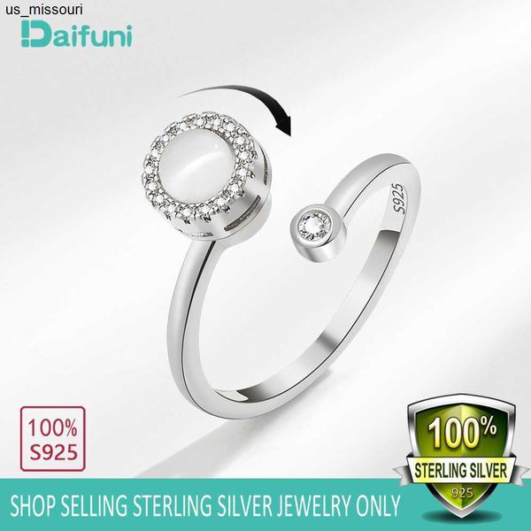 

band rings daifuni anti stress anxiety 925 sterling silver cymophane rings for woman open adjustable spinner rotate y lady jewelry j230522