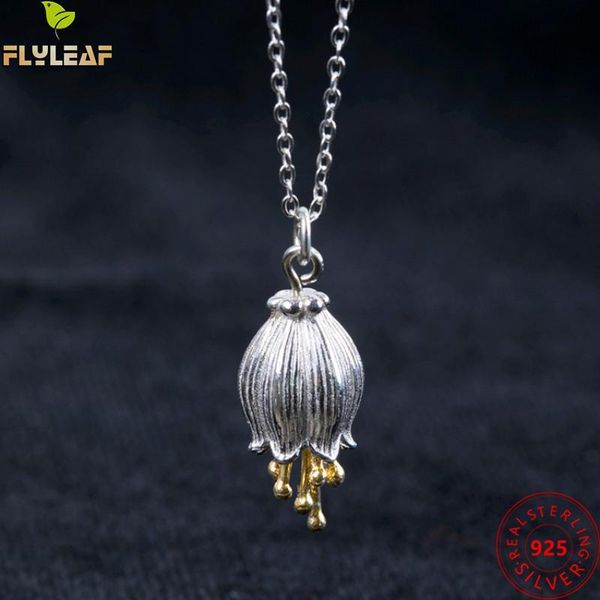 

necklaces real 925 sterling silver jewelry campanula flowers pendant necklaces women original design luxury femme popular accessories 2022