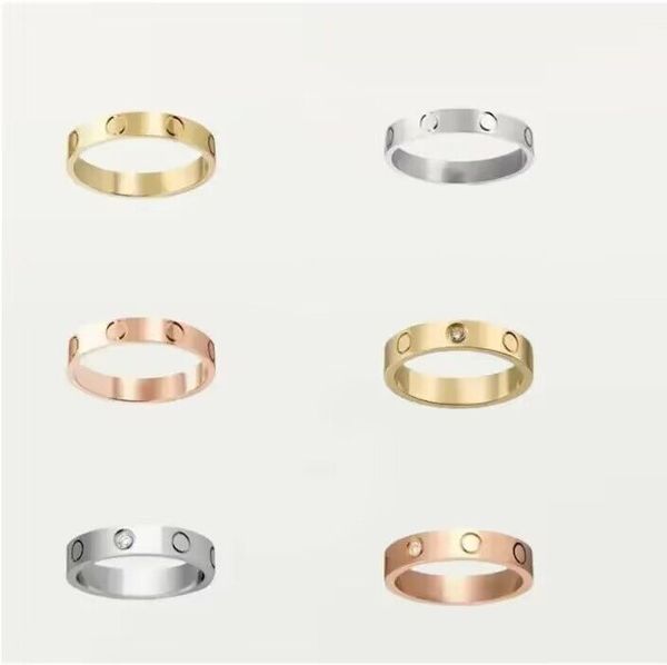 

designer love screw rings mens and womens ring classic luxury titanium steel alloy material never fade non allergic 4mm, Silver