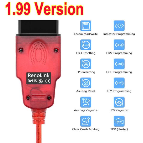 

automotive repair kits 2023 new v1.99 renolink obd2 diagnostic interface for re-nault/d-acia vehicles ecu programmer airbag/key coding multi