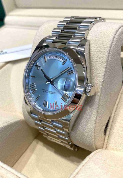 

platinum luxury wristwatch ice blue day-date watch 40mm 228206 men's automatic watches, Slivery;black