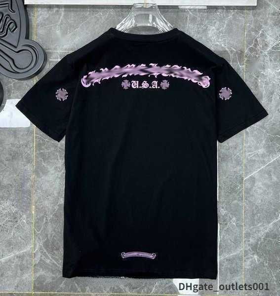 

ch fashion men's t shirt designer chrome classic summer brand short sleeve sanskrit letter pullover t-shirt horseshoe cross pattern 4mu, White