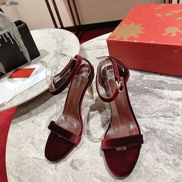 

sandals scepter queen heel sandals gold heel design 100mm leather platform designer factory footwear with box j230522, Black